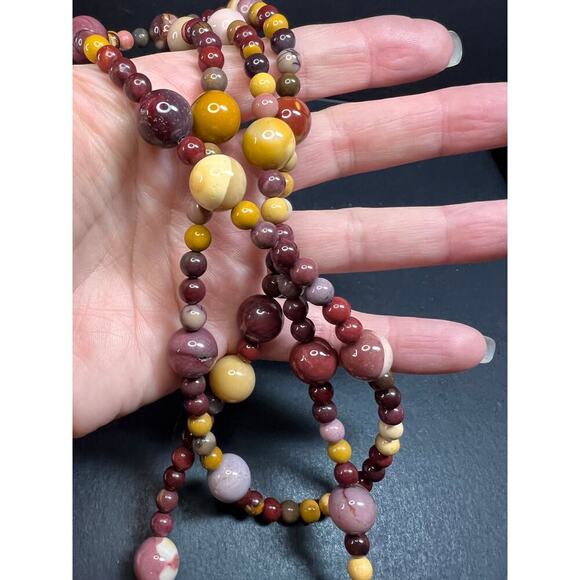 NEW Mookaite Jasper station 36 inch necklace with sterling silver clasp - Picture 6 of 15